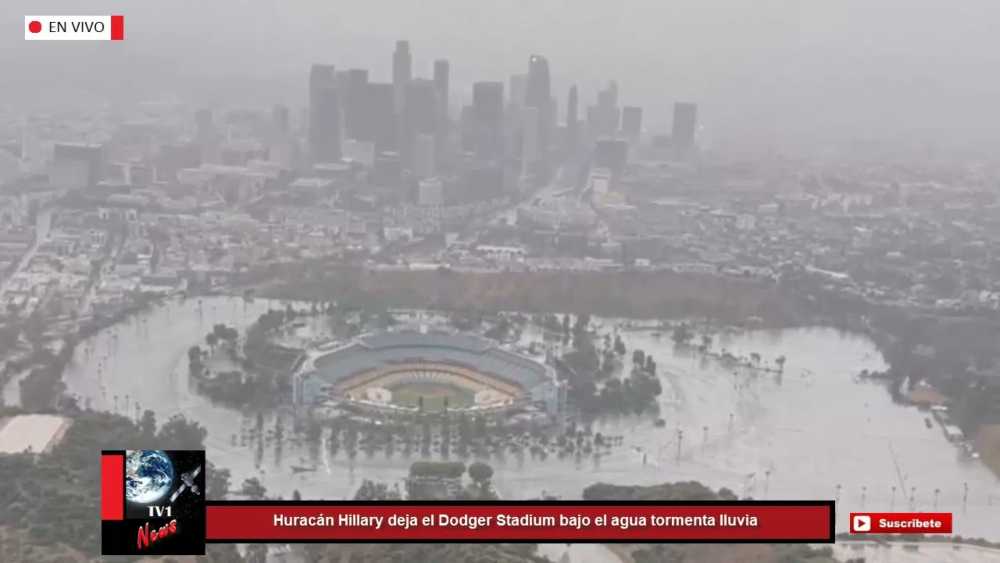El Dodger Stadium de Los Ángeles quedó bajo el agua tras el paso del huracán Hilary