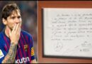 La servilleta del primer contrato de Messi con el Barcelona por 890 mil euros