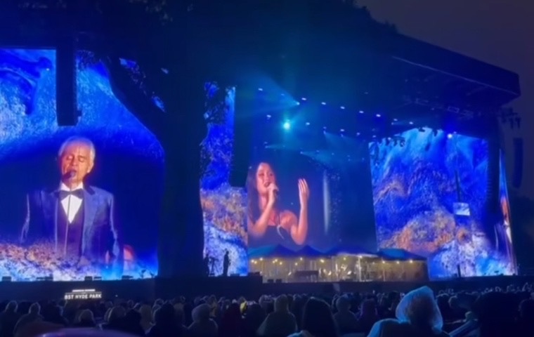 Joaquina vivió una gran noche junto a Andrea Bocelli en Londres